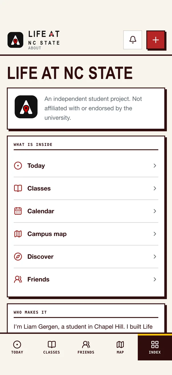The Life at NC State iPhone app on About