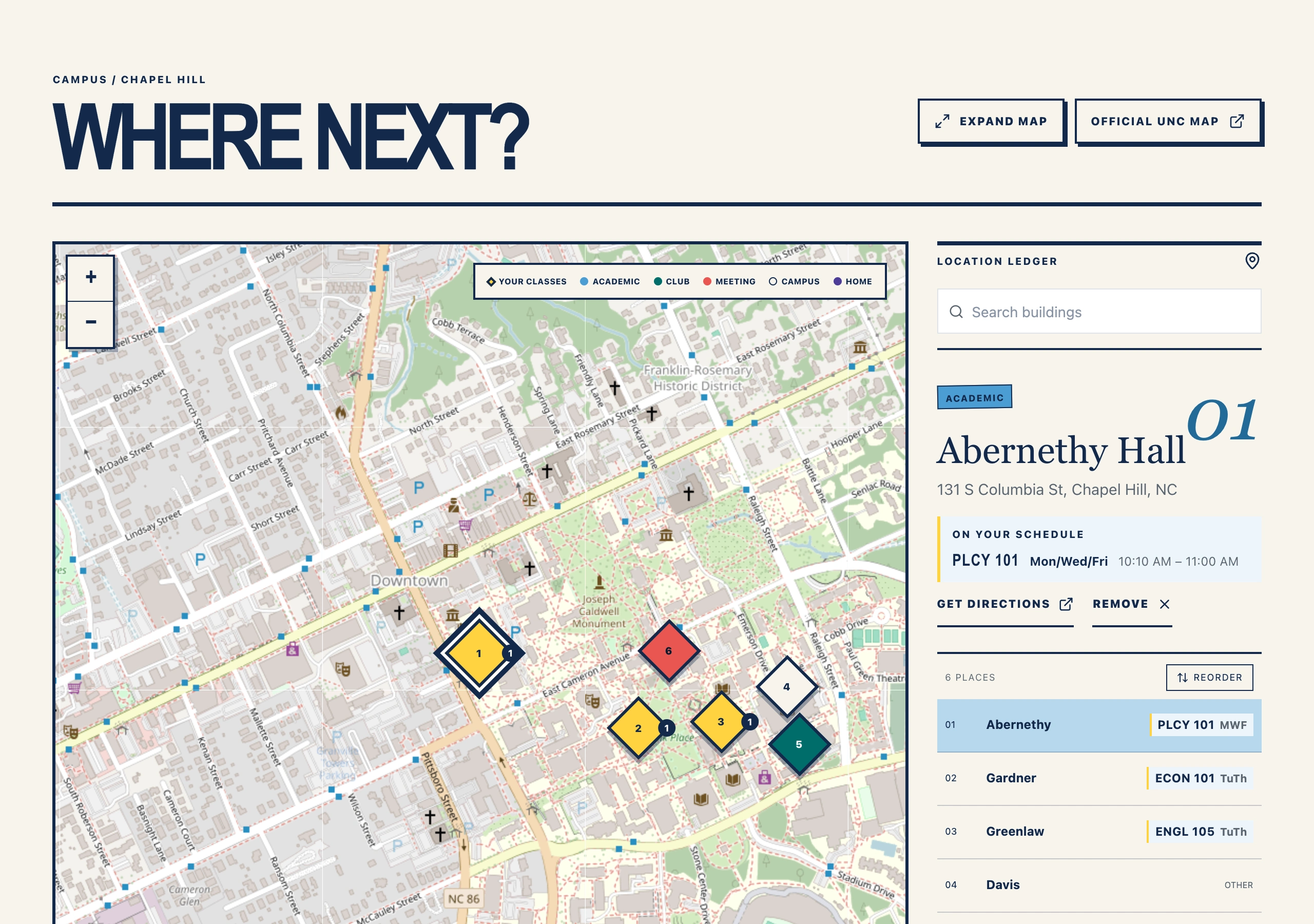 Fictional Life At campus map with demonstration class locations